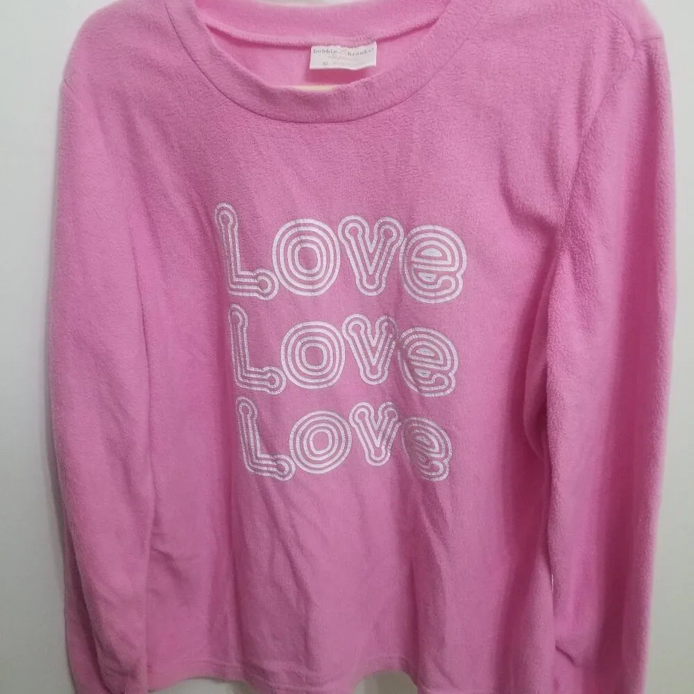 XL fuzzy pink Bobbie Brooks sleepwear long sleeve shirt - Picture 1 of 6